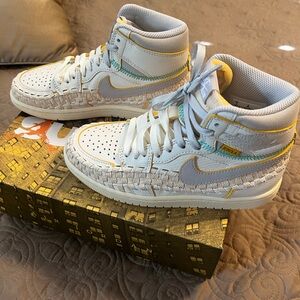 Nike Woven High-Top Sneakers - White and Grey